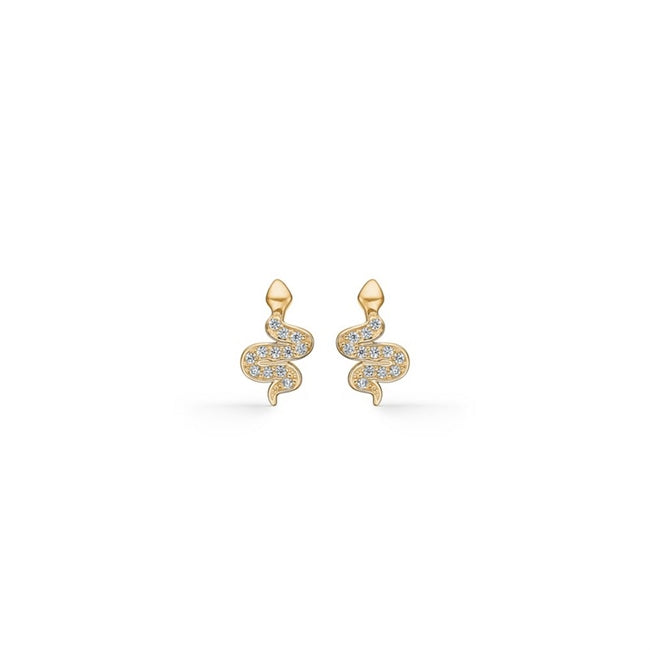 Eden øreringe fra Mads Z White Label i 8 kt guld med slangemotiv og zirkonia.
